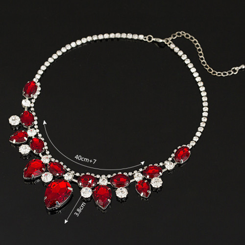 Red Water Drop Crystal Pendant Necklace