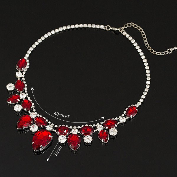 Red Water Drop Crystal Pendant Necklace
