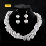 Pearl Earrings and Necklace Set