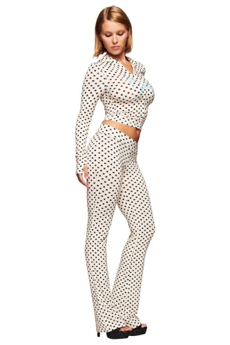 Fashion cardigan hooded top and pants set XS-4133