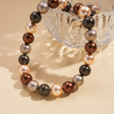 Imitation pearl geometric circular bead collarbone chain necklace