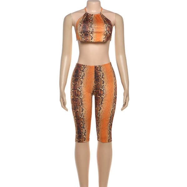 Digital printed lace up strapless and crop top pants set