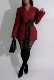 Tailored Long Sleeve Blazer with Side Tie Waistband and Paneling