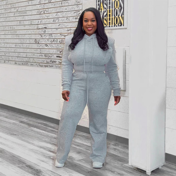 Hoodie wide leg two-piece set