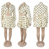 Two piece set of polka dot printed strap puffy skirt