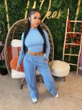Short top straight leg pants sportswear set