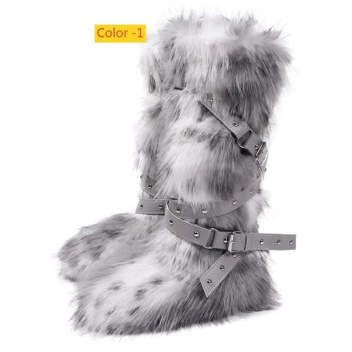 High end tied hairy boots with velvet rivets, fur snow boots