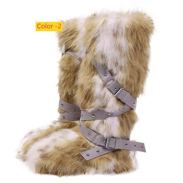 High end tied hairy boots with velvet rivets, fur snow boots