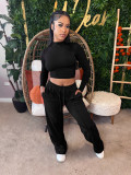 Short top straight leg pants sportswear set