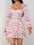 Backless drawstring long sleeved dress jumpsuit