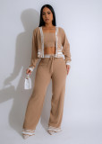 Striped cardigan knit three piece set