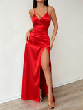 Braided satin split dress