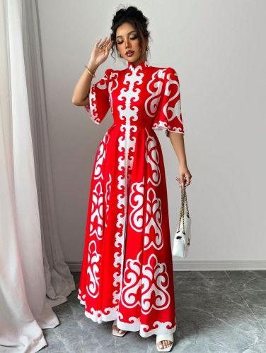 Floral maxi dress with loose fit
