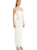 Strapless three-dimensional flower bandage dress