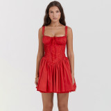 Lace patchwork camisole skirt
