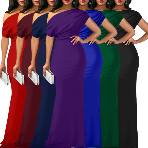 Sleeveless off shoulder tight long dress