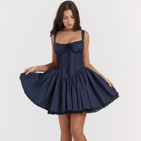 Lace patchwork camisole skirt