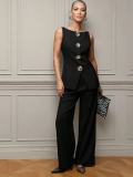 Two piece set of gold button vest pants