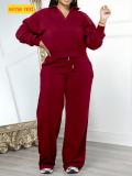 Loose solid color sports thick pants set