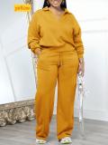 Loose solid color sports thick pants set