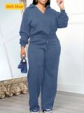 Loose solid color sports thick pants set