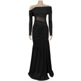 Strapless long sleeved split arm dress