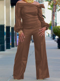 Long sleeved long pants leather jacket set
