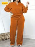 Loose solid color sports thick pants set