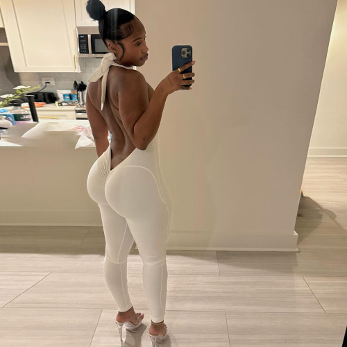 Backless Over-the-Shoulder Strappy Hip-Up Bodysuit