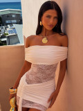 Elastic pleated one neck strapless dress
