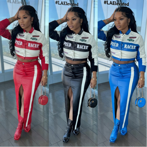 Motorcycle PU leather printed jacket