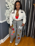 Velvet sweatshirt, sports zipper, embroidered baseball jacket, jacket