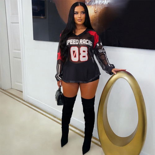 Mesh loose long sports top