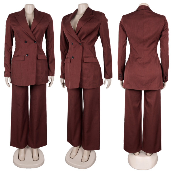Waist lapel suit and pants two-piece set