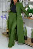 Flip collar long suit two-piece set