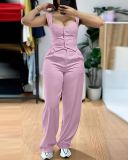 Strap tight vest wide leg pants set