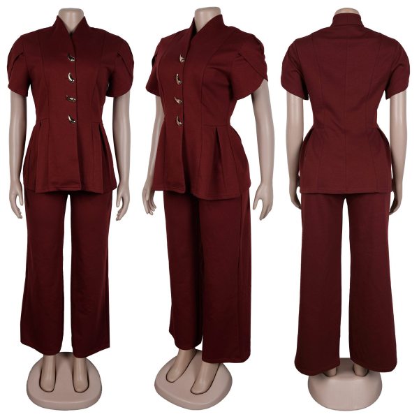 Flower bud sleeve shaped button two-piece set