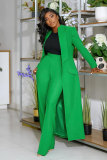 Flip collar long suit two-piece set