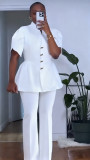 Flower bud sleeve shaped button two-piece set