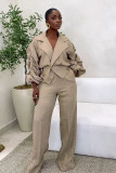 Two piece set of Western pants with large collar and pleated sleeves