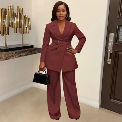 Waist lapel suit and pants two-piece set
