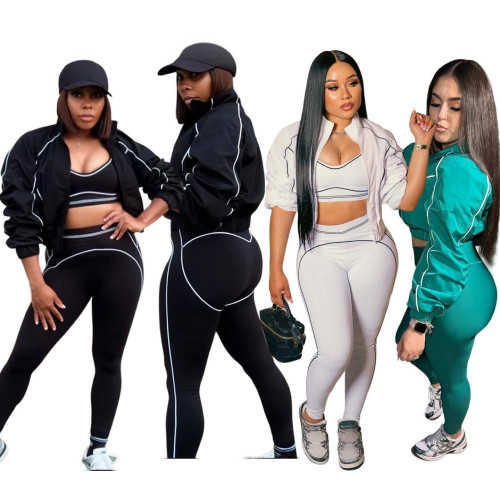 Letter striped loose sports jacket