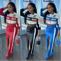 Motorcycle PU leather printed jacket