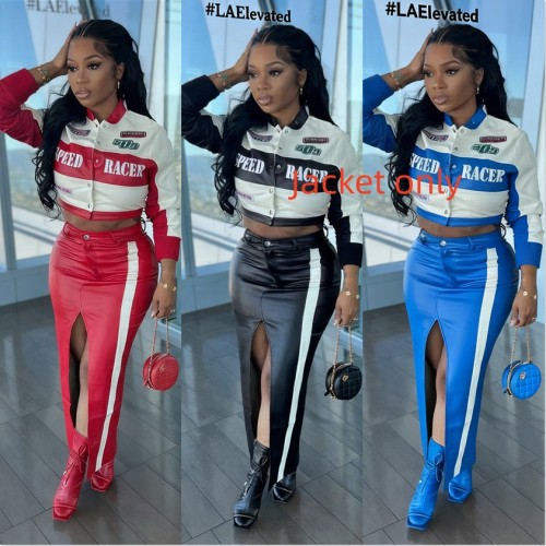 Motorcycle PU leather printed jacket