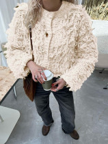 Knitted Tassel Buttoned Wool Blazer