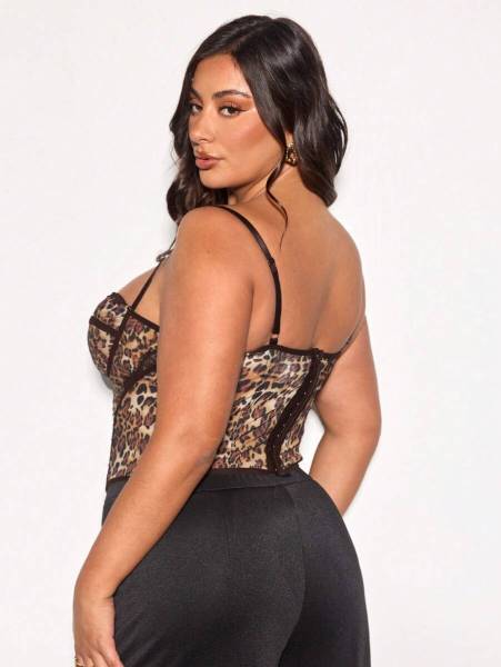 Leopard print oversized corset with fish bones