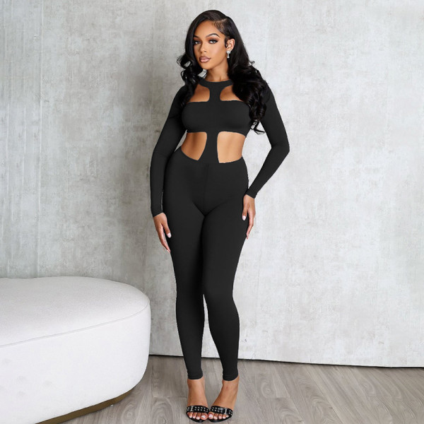 Waist hanging neck jumpsuit pants