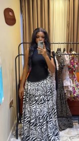Sleeveless diagonal collar printed pleated long dress