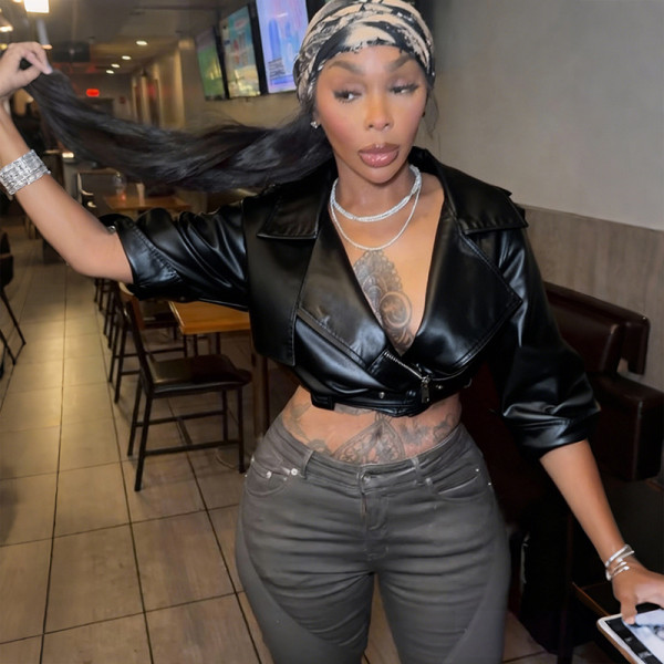 Collar, low cut, waist tied, short, crop top jacket