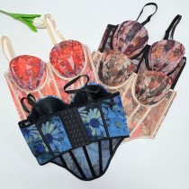 Strap vest, mesh, yarn dyed, contrasting fishbone corset